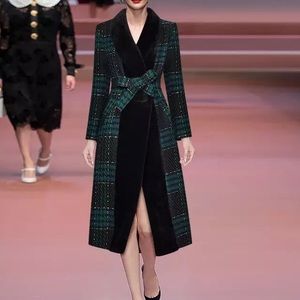 Winter coat plaid fur velvet